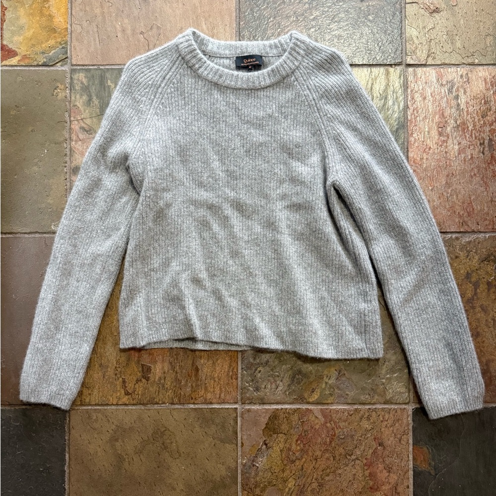 Quince Heather Gray Women's Crew Neck Sweater